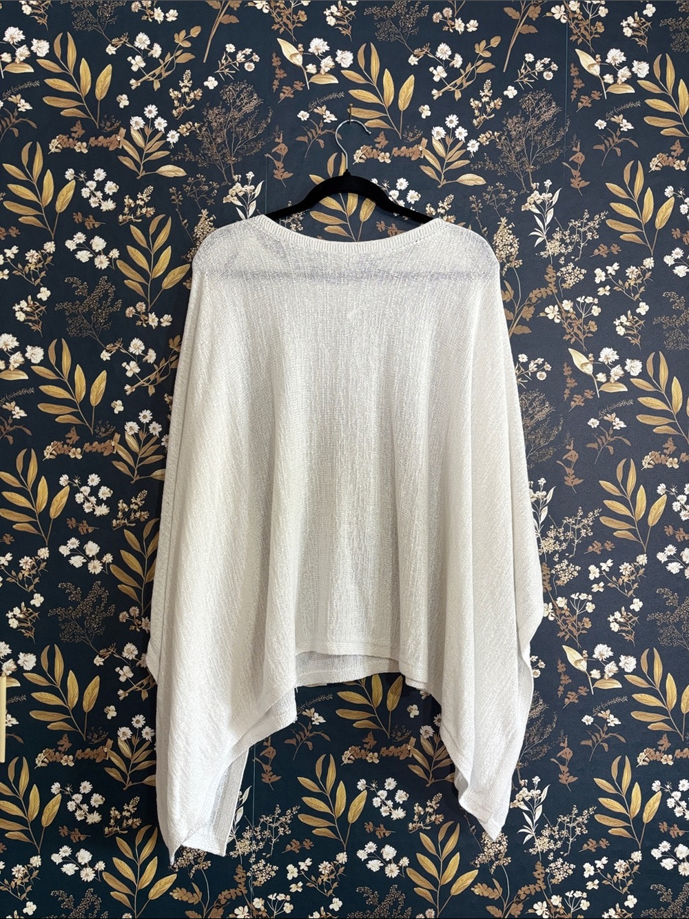 J. Jill Cream White Button-Shoulder Dolman Poncho Sweater Summer Beach One Size - Picture 2 of 6